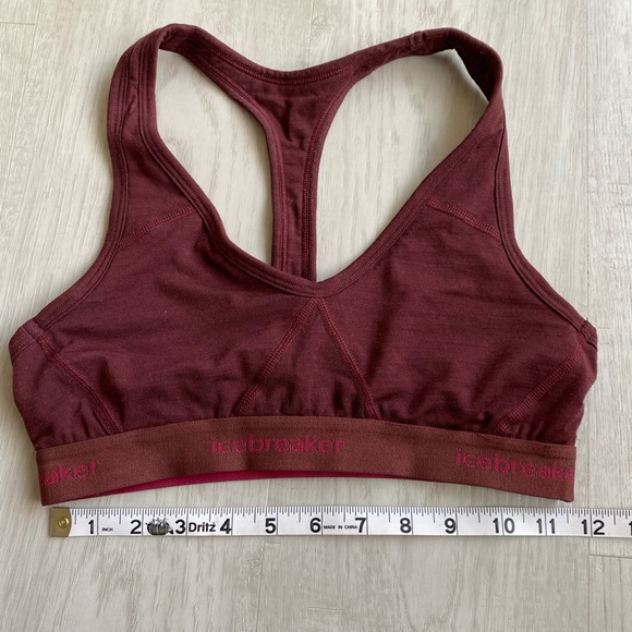 ICEBREAKER Burgundy Sprite Racerback Sports Bra Merino Wool - Picture 7 of 8